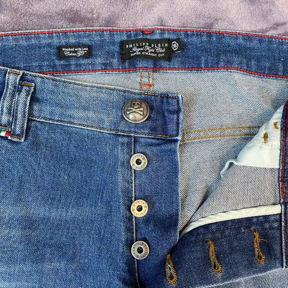 Philipp Plein Men's Blue Straight Leg Tiger Jeans - Picture 5 of 8